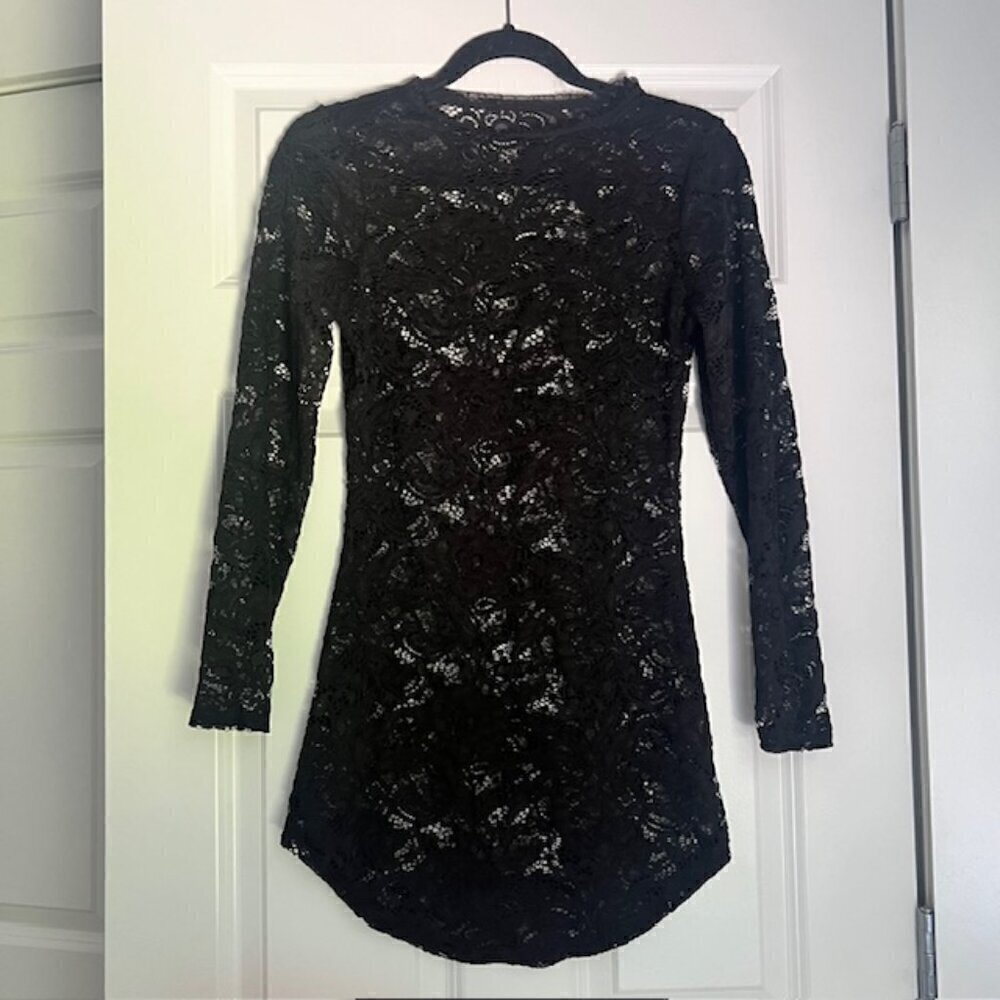 Sheer Lace Mini Dress